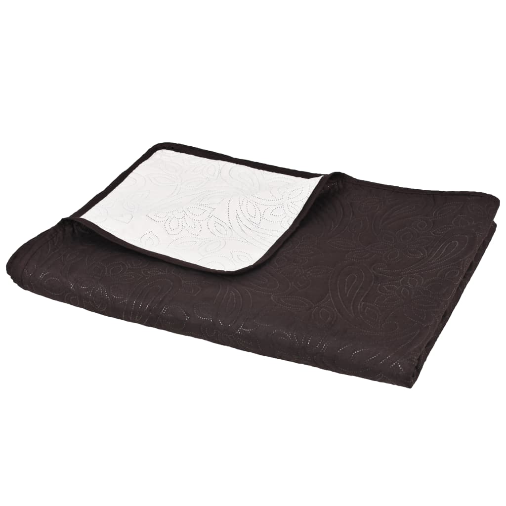 vidaXL Cuvertură matlasată cu două fețe, 230x260 cm, crem și maro