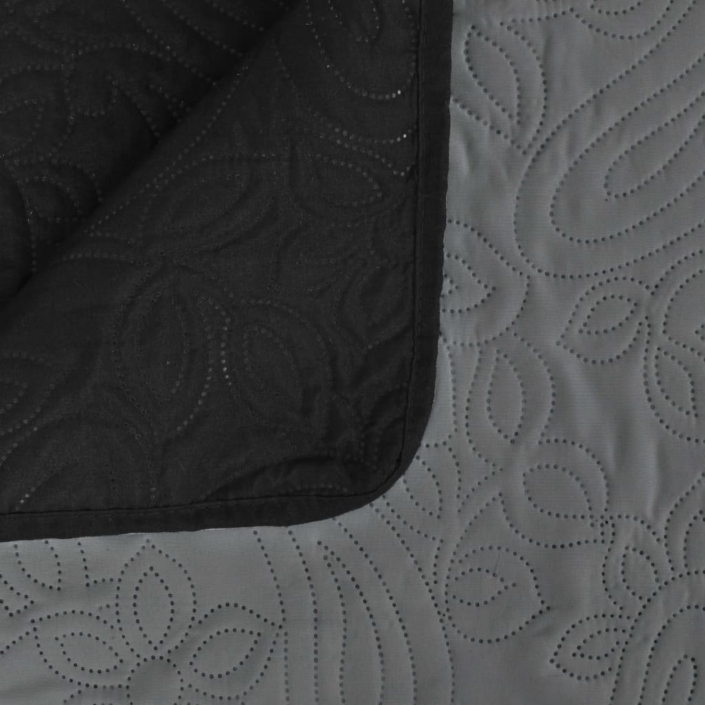 vidaXL Cuvertură matlasată cu două fețe, 170x210 cm, gri și negru vidaXL Cuvertură matlasată cu două fețe, 170x210 cm, gri și negru