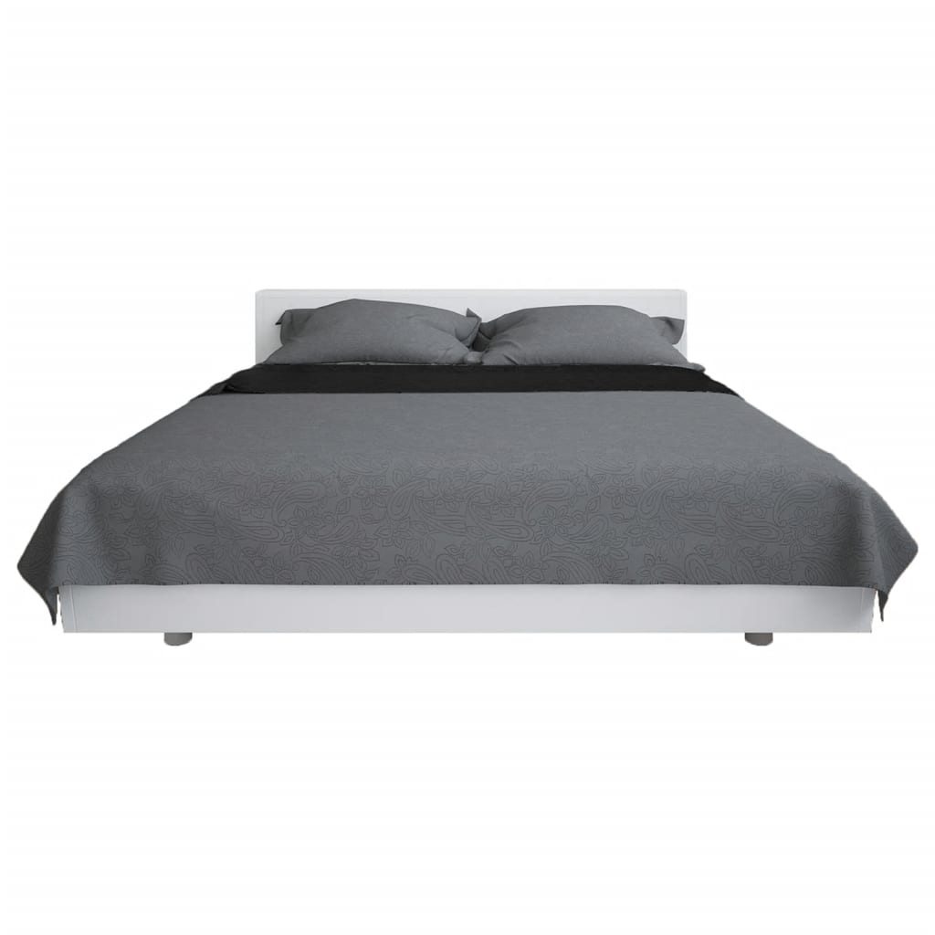 vidaXL Cuvertură matlasată cu două fețe, 220x240 cm, gri și negru vidaXL Cuvertură matlasată cu două fețe, 220x240 cm, gri și negru