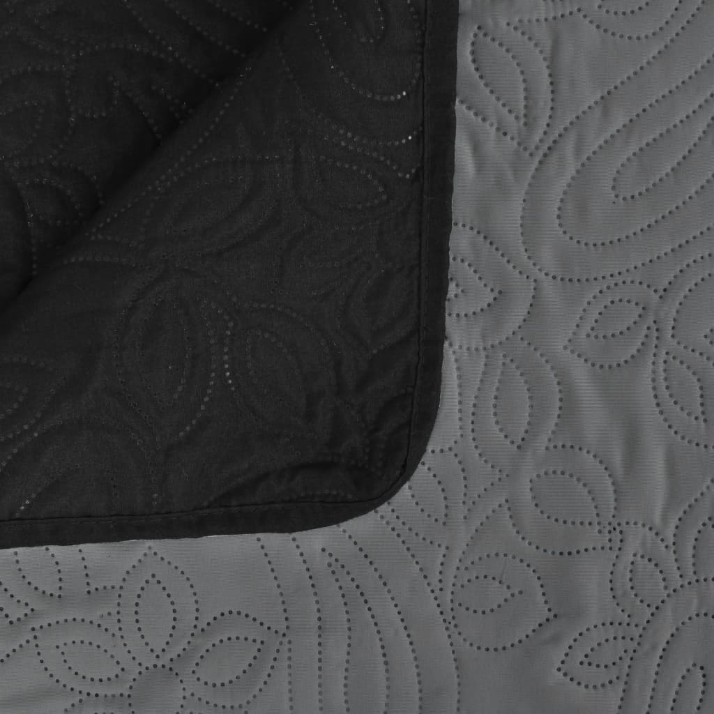 vidaXL Cuvertură matlasată cu două fețe, 230x260 cm, gri și negru