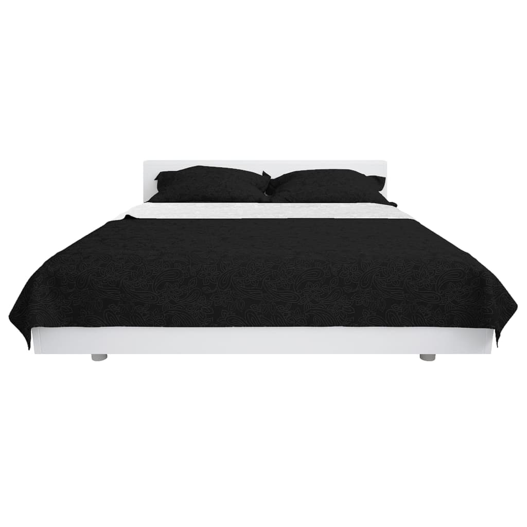 vidaXL Cuvertură matlasată cu două fețe, 170x210 cm, negru și alb