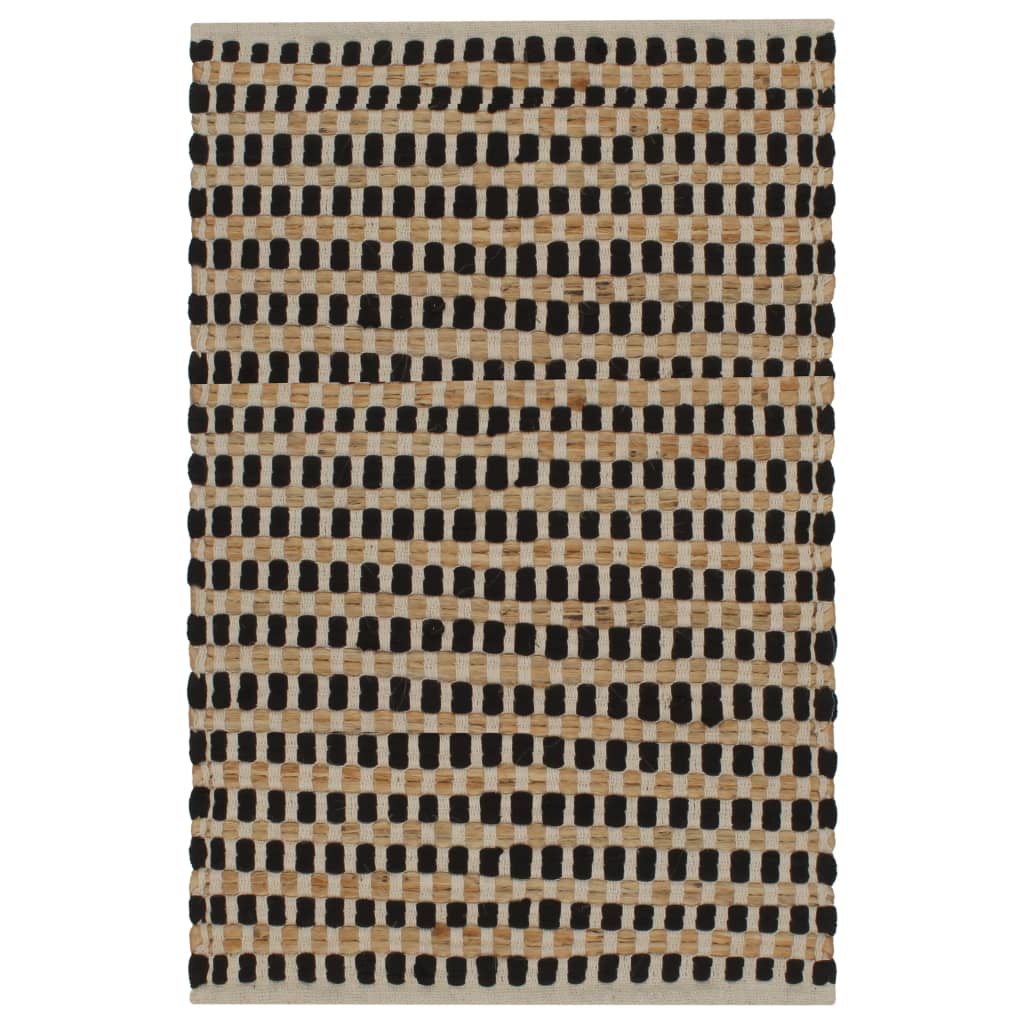 vidaXL Set covoraș baie lucrat manual, natural și negru, iută textil vidaXL Set covoraș baie lucrat manual, natural și negru, iută textil