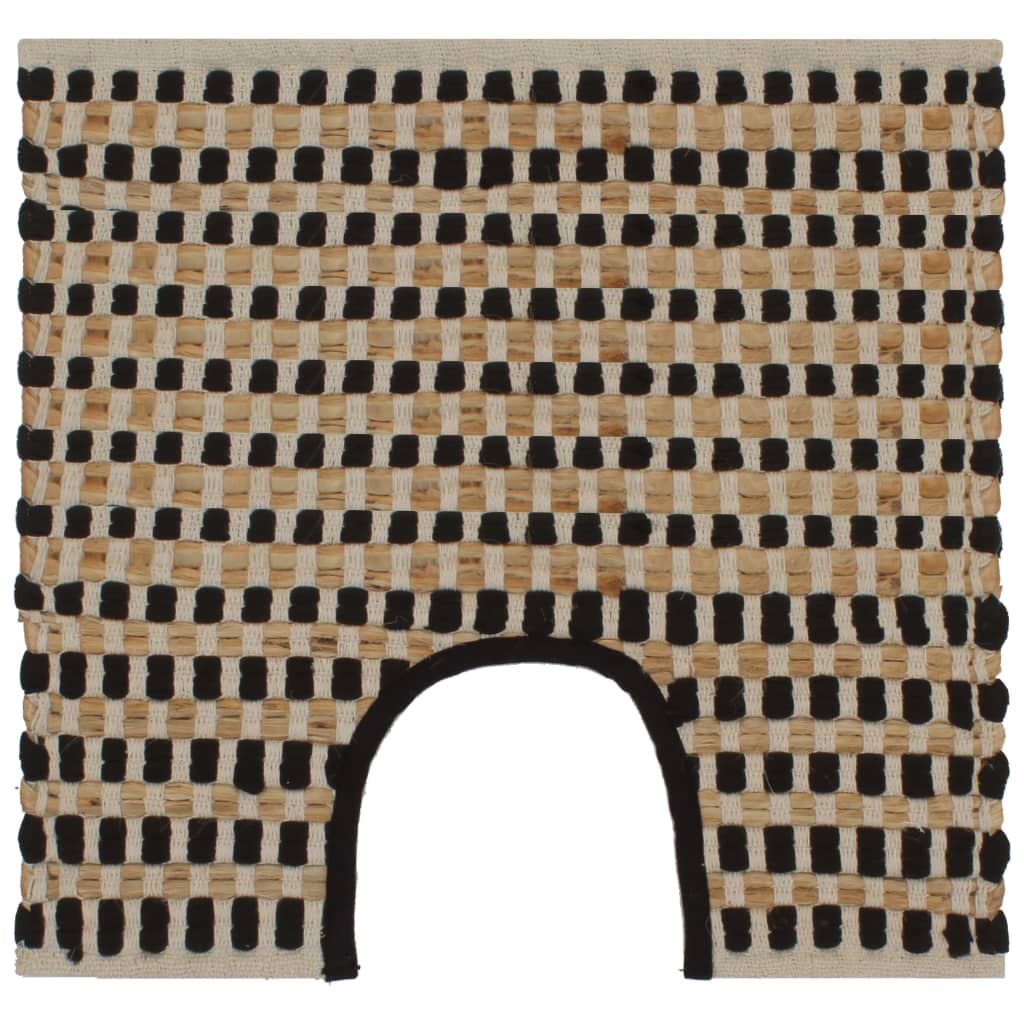 vidaXL Set covoraș baie lucrat manual, natural și negru, iută textil vidaXL Set covoraș baie lucrat manual, natural și negru, iută textil