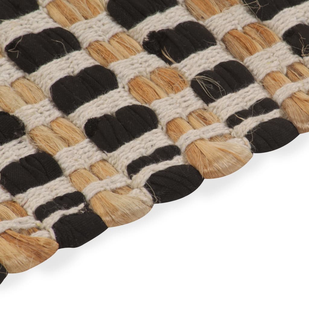 vidaXL Set covoraș baie lucrat manual, natural și negru, iută textil vidaXL Set covoraș baie lucrat manual, natural și negru, iută textil