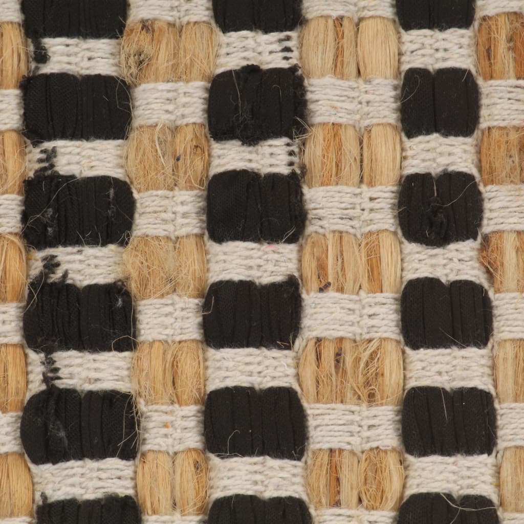 vidaXL Set covoraș baie lucrat manual, natural și negru, iută textil vidaXL Set covoraș baie lucrat manual, natural și negru, iută textil