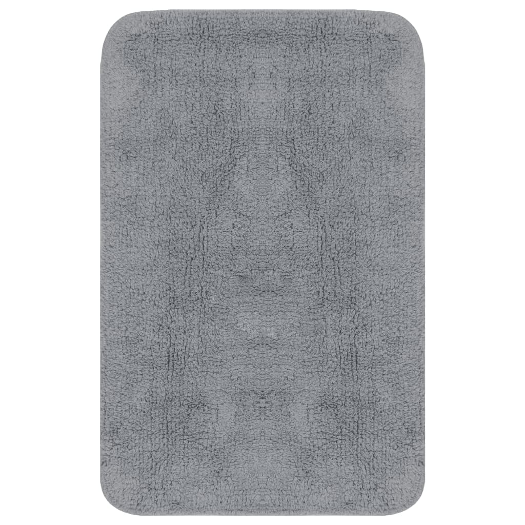 vidaXL Set covorașe baie, 3 piese, gri, material textil vidaXL Set covorașe baie, 3 piese, gri, material textil