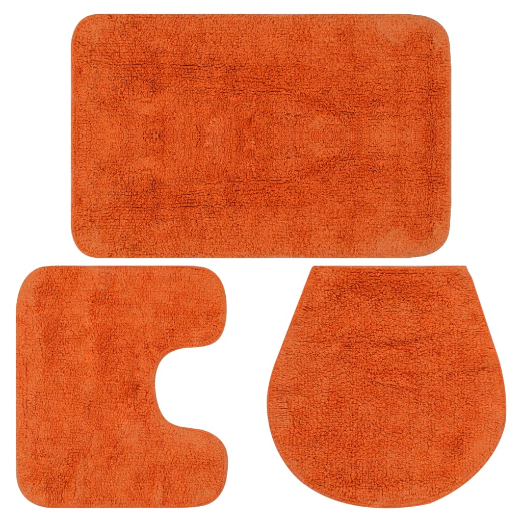 vidaXL Set covorașe de baie, 3 piese, portocaliu, textil vidaXL Set covorașe de baie, 3 piese, portocaliu, textil