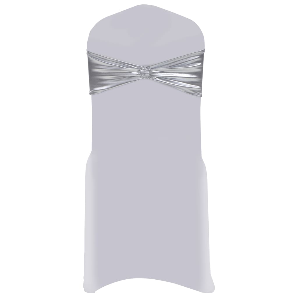 vidaXL Fundă de scaun elastică, 25 buc, cataramă cu diamante, argintiu vidaXL Fundă de scaun elastică, 25 buc, cataramă cu diamante, argintiu