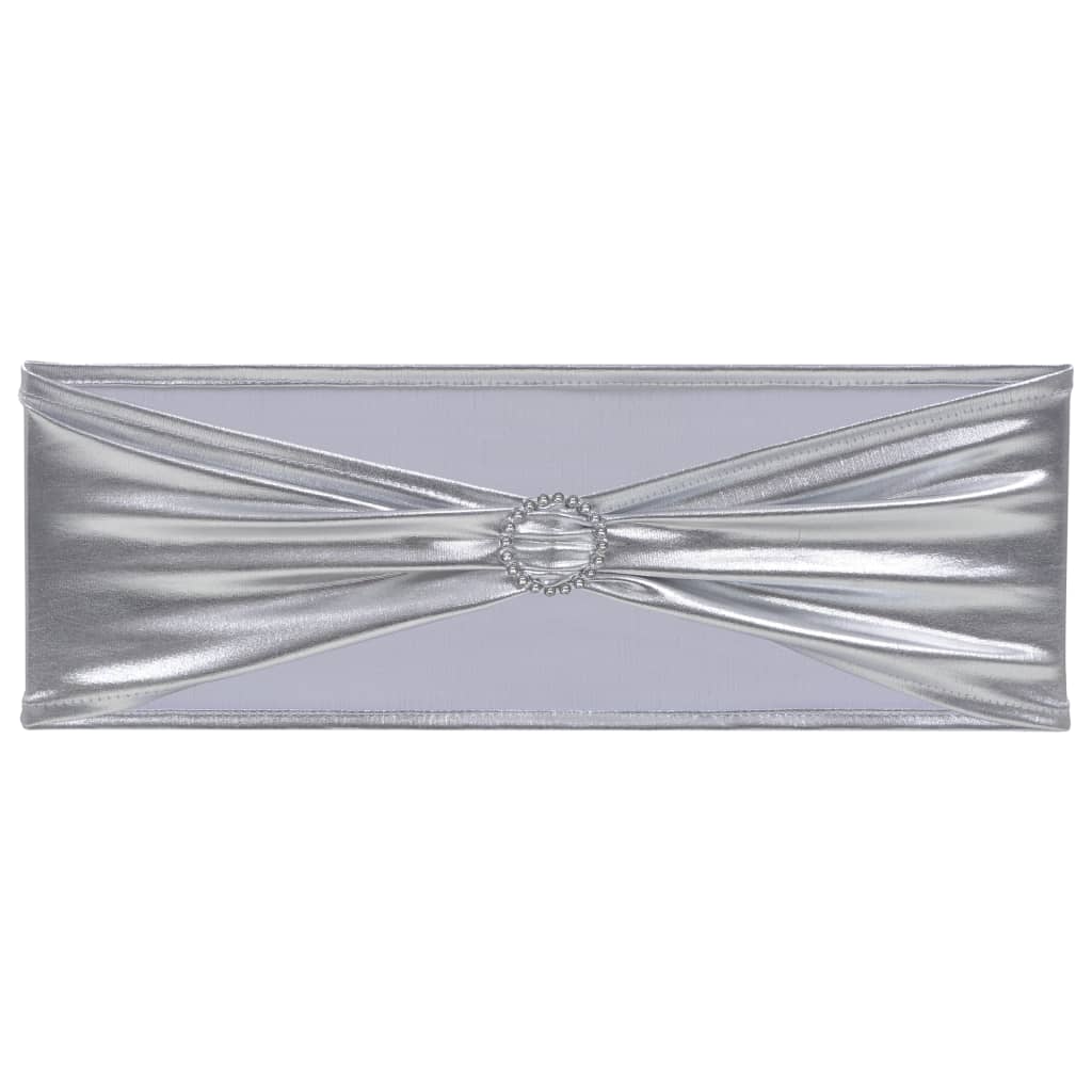 vidaXL Fundă de scaun elastică, 25 buc, cataramă cu diamante, argintiu vidaXL Fundă de scaun elastică, 25 buc, cataramă cu diamante, argintiu