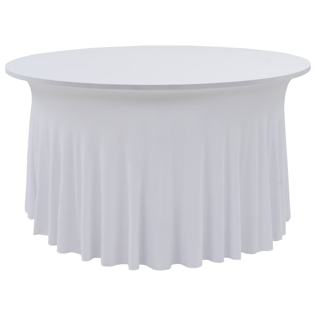 vidaXL Huse elastice masă lungi, 2 buc., alb, 150 x 74 cm vidaXL Huse elastice masă lungi, 2 buc., alb, 150 x 74 cm