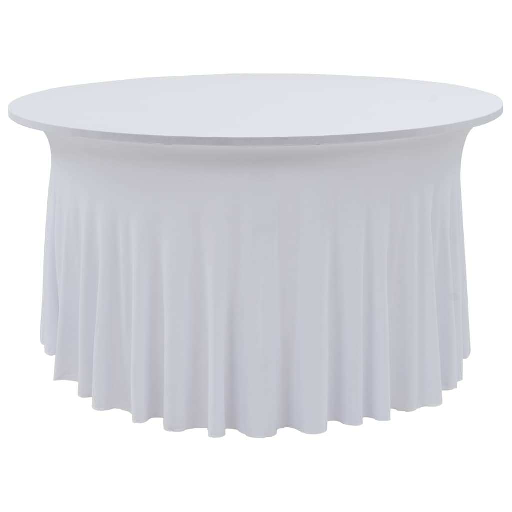 vidaXL Huse elastice de masă lungi, 2 buc., alb, 180x74 cm vidaXL Huse elastice de masă lungi, 2 buc., alb, 180x74 cm
