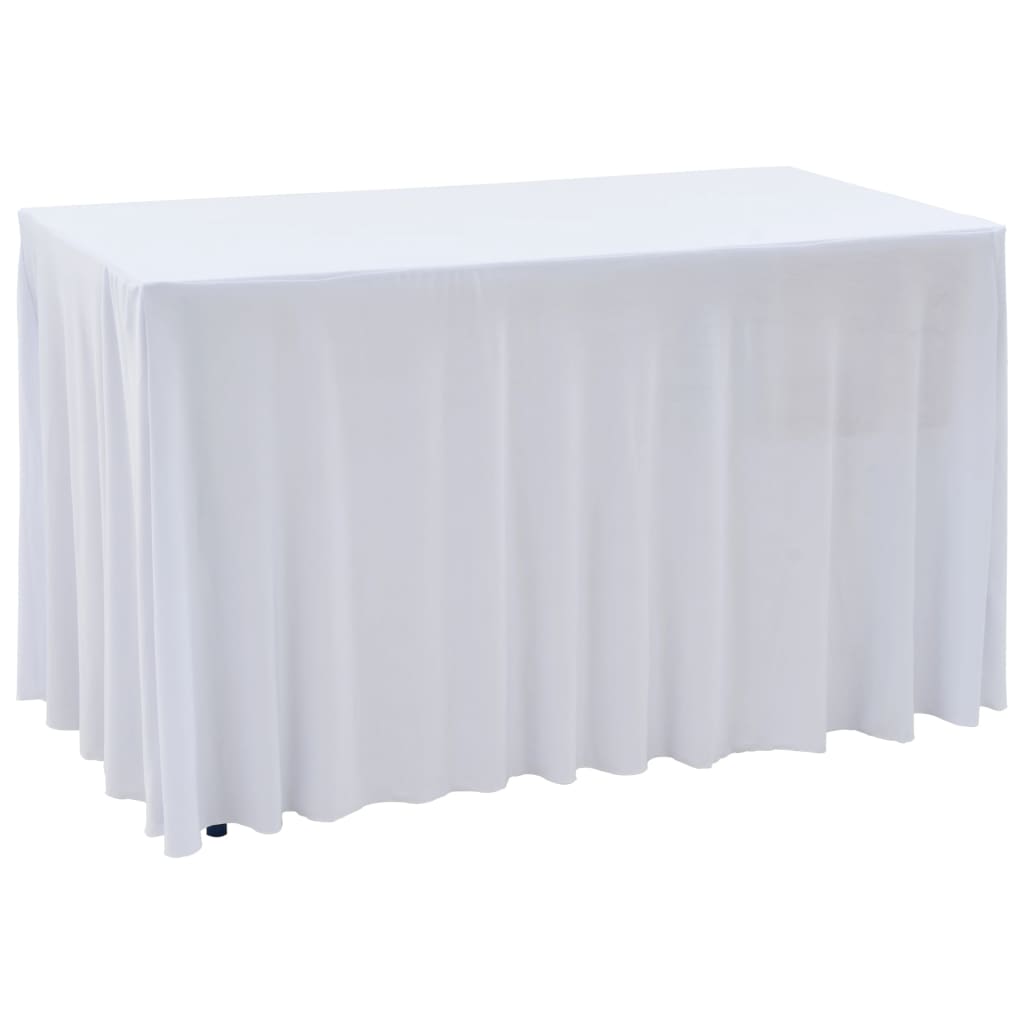 vidaXL Huse elastice de masă lungi, 2 buc., alb, 120 x 60,5 x 74 cm vidaXL Huse elastice de masă lungi, 2 buc., alb, 120 x 60,5 x 74 cm