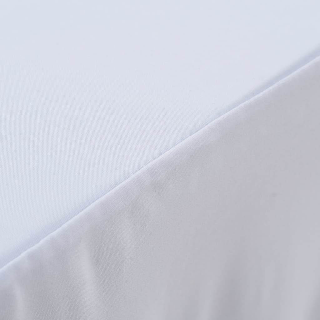 vidaXL Huse elastice de masă cu fustă, 2 buc., alb, 243x76x74 cm vidaXL Huse elastice de masă cu fustă, 2 buc., alb, 243x76x74 cm