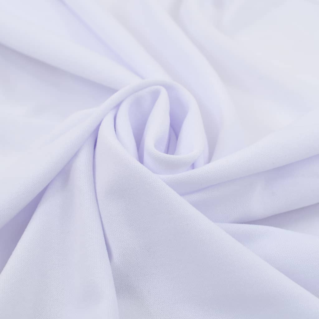 vidaXL Huse elastice de masă cu fustă, 2 buc., alb, 243x76x74 cm vidaXL Huse elastice de masă cu fustă, 2 buc., alb, 243x76x74 cm