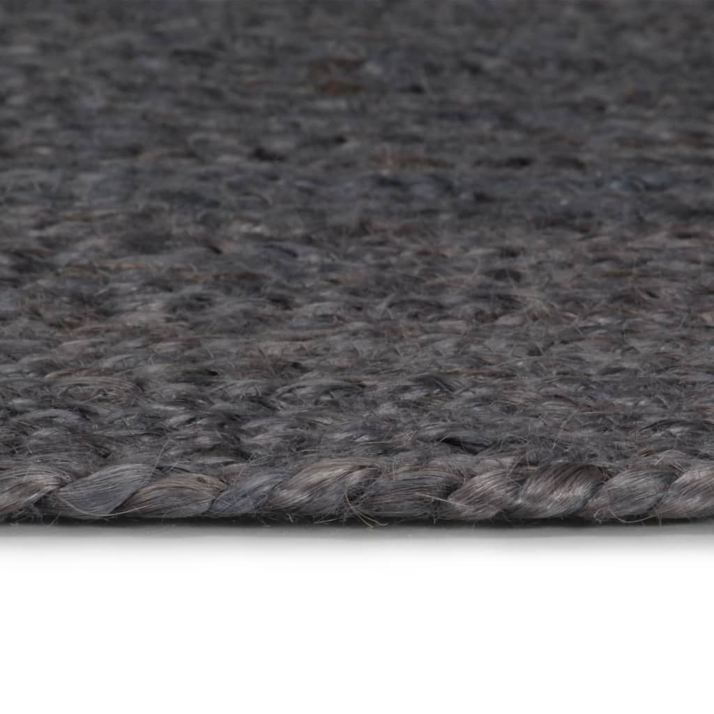 vidaXL Covor manual, gri închis, 90 cm, iută, rotund