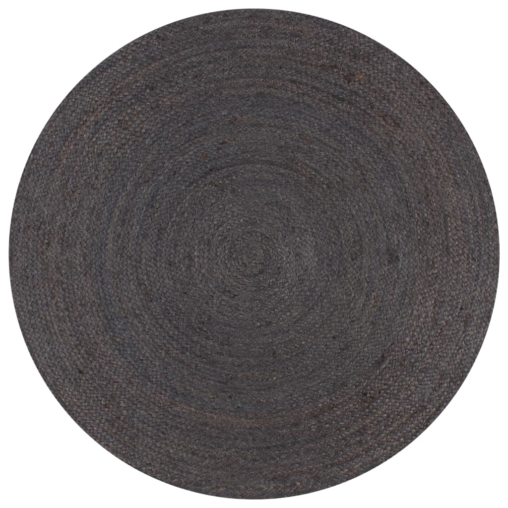 vidaXL Covor manual, gri închis, 90 cm, iută, rotund