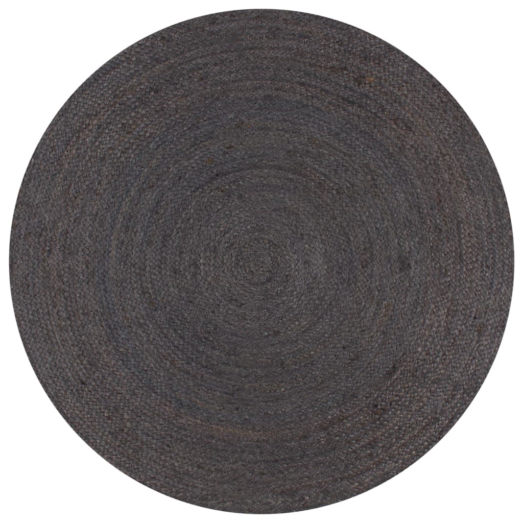 vidaXL Covor manual, gri închis, 150 cm, iută, rotund