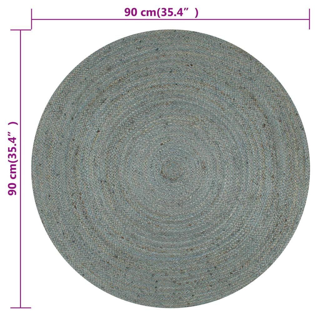 vidaXL Covor manual, verde măsliniu, 90 cm, iută, rotund
