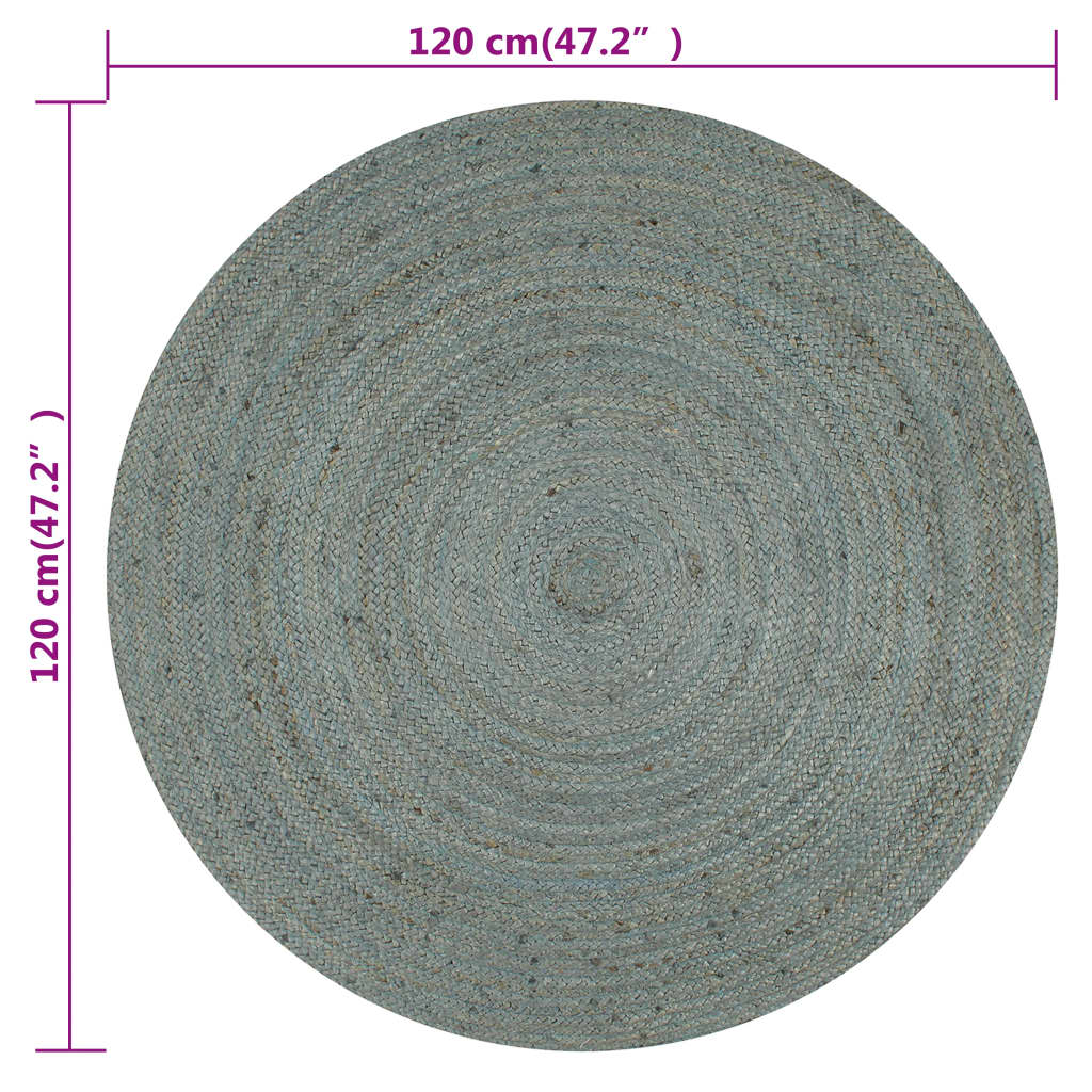 vidaXL Covor manual, verde măsliniu, 120 cm, iută, rotund