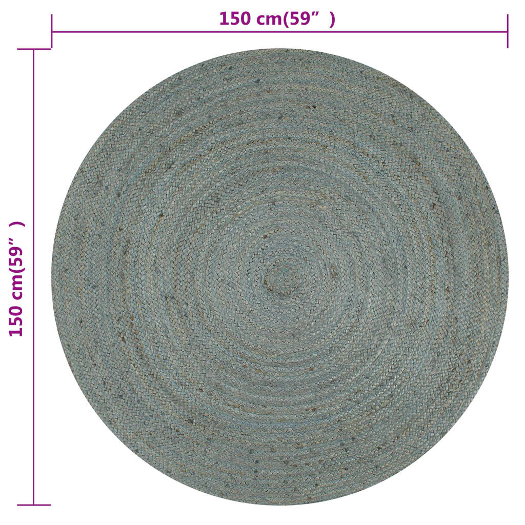 vidaXL Covor manual, verde măsliniu, 150 cm, iută, rotund