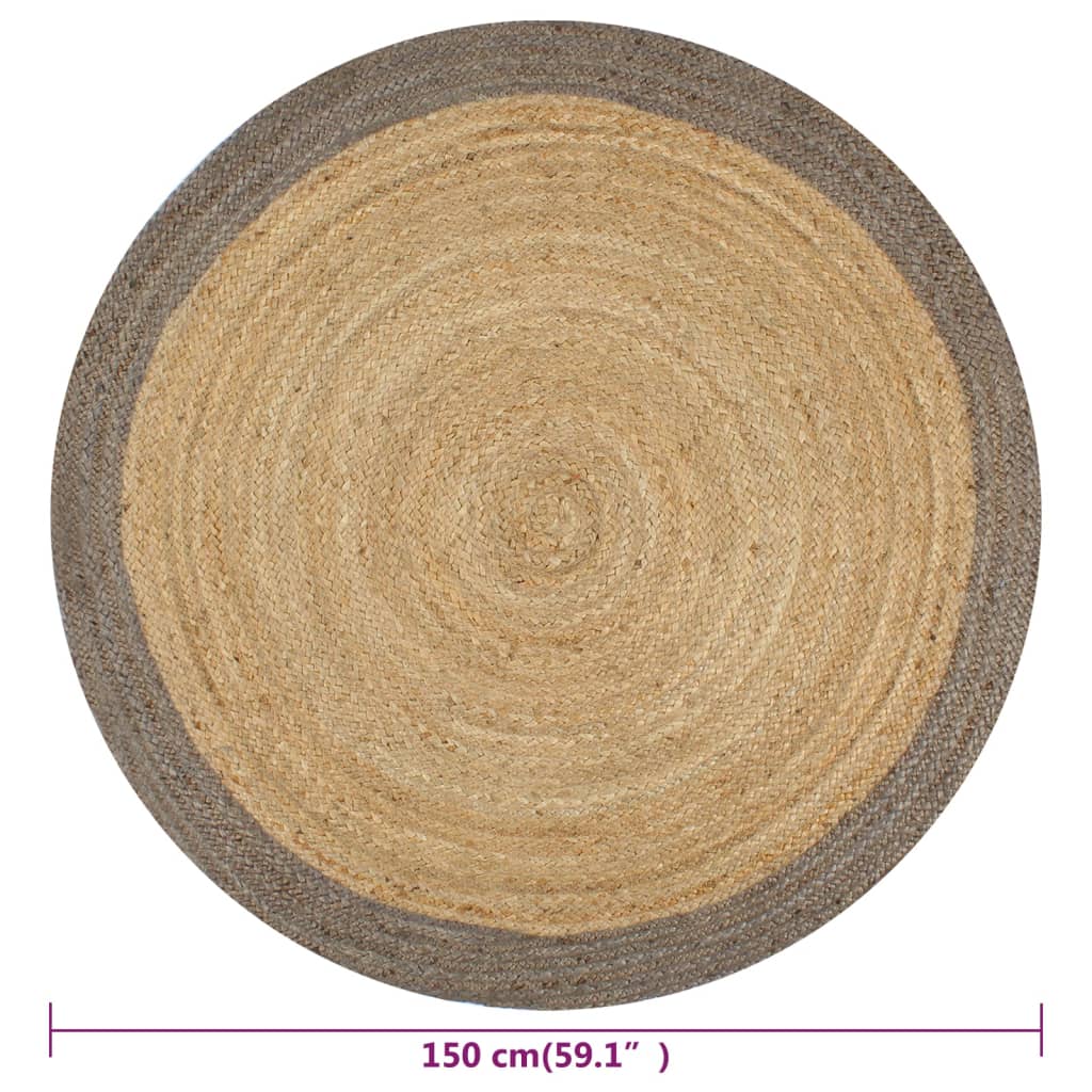 vidaXL Covor manual cu margine gri, 150 cm, iută