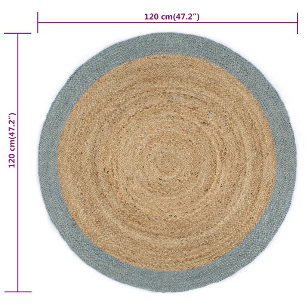 vidaXL Covor manual cu margine măslinie, 120 cm, iută
