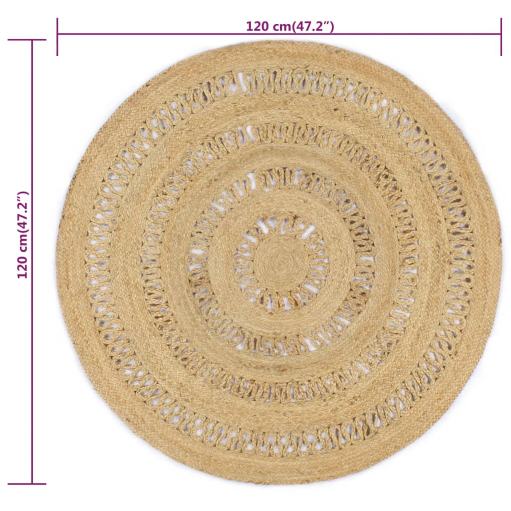 vidaXL Covor manual din iută împletită, 120 cm