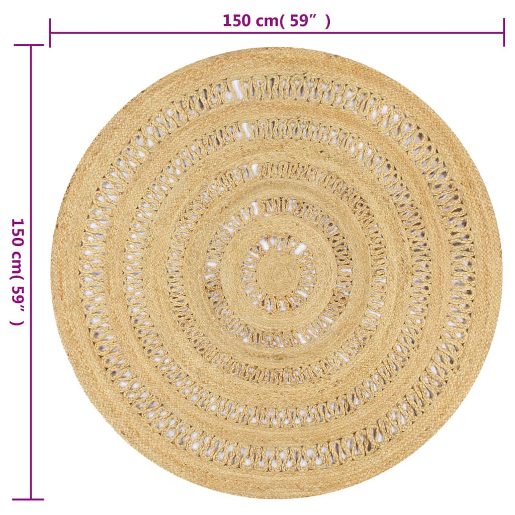 vidaXL Covor manual din iută împletită, 150 cm