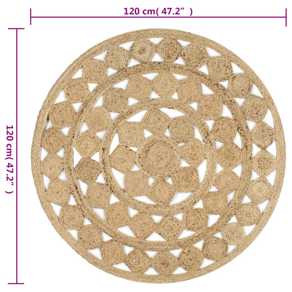 vidaXL Covor manual din iută împletită, 120 cm