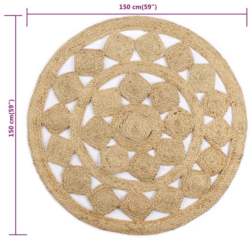 vidaXL Covor manual din iută împletită, 150 cm vidaXL Covor manual din iută împletită, 150 cm