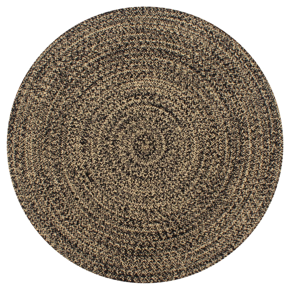 vidaXL Covor manual, negru și natural, 120 cm, iută