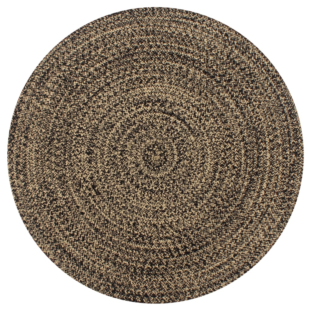 vidaXL Covor manual, negru și natural, 150 cm, iută