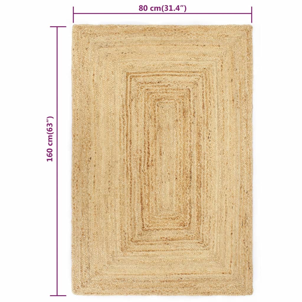vidaXL Covor manual, natural, 80 x 160 cm, iută