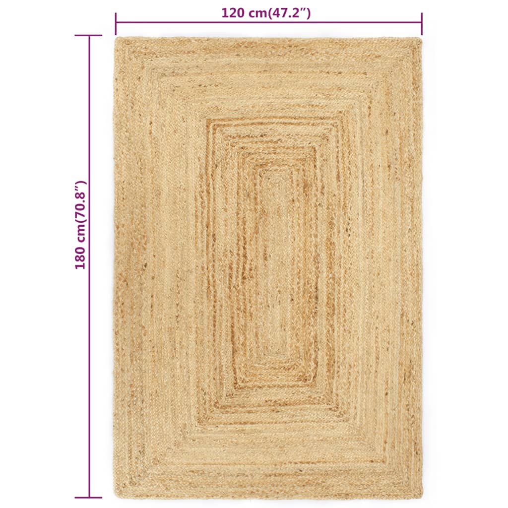 vidaXL Covor manual, natural, 120 x 180 cm, iută
