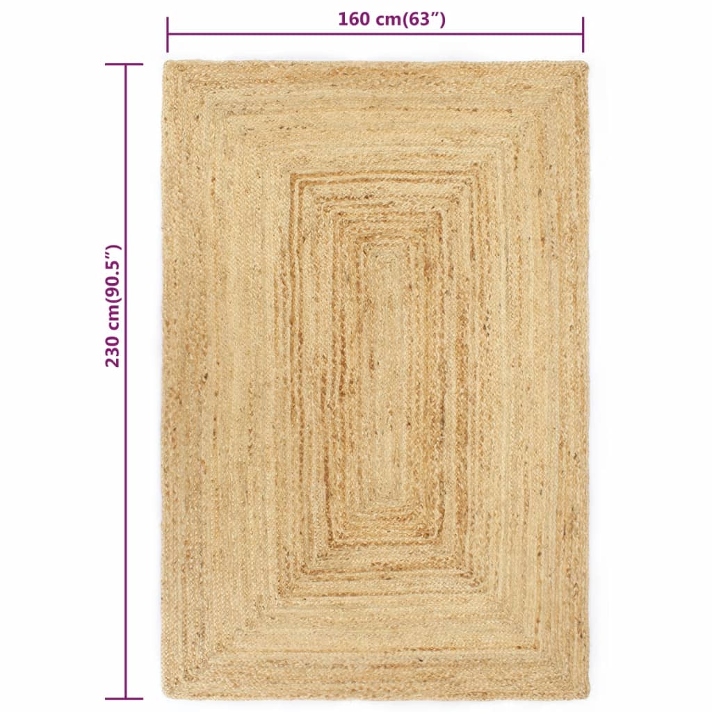 vidaXL Covor manual, natural, 160 x 230 cm, iută
