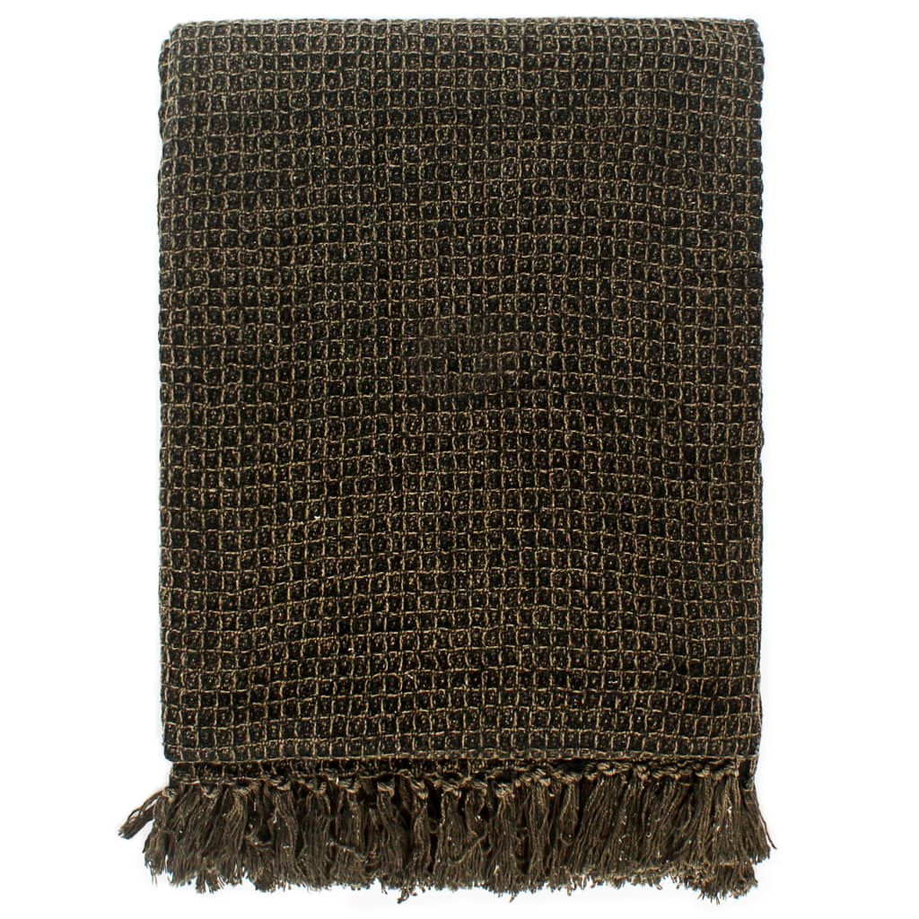 vidaXL Pătură decorativă, antracit/maro, 160 x 210 cm, bumbac vidaXL Pătură decorativă, antracit/maro, 160 x 210 cm, bumbac