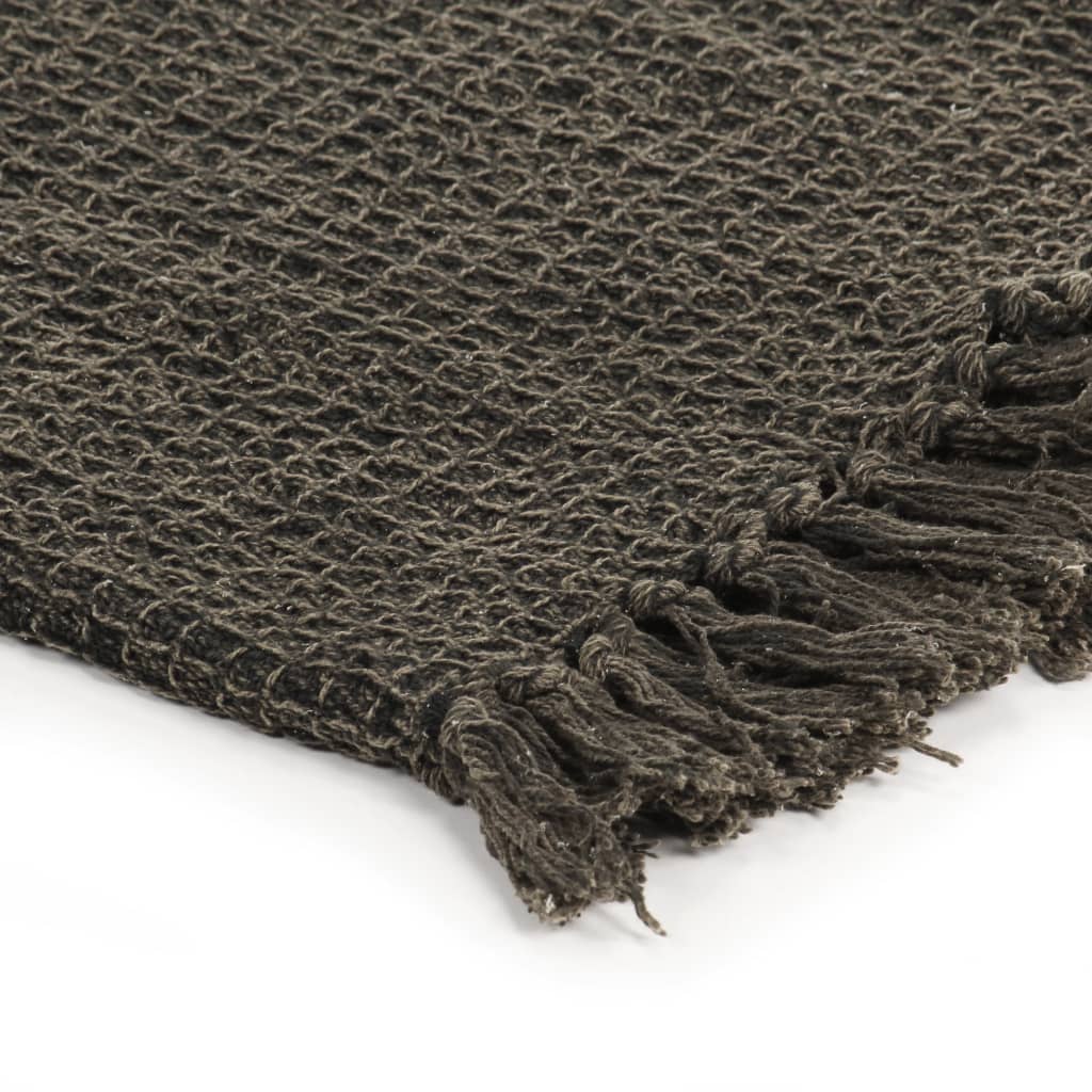 vidaXL Pătură decorativă, antracit/maro, 160 x 210 cm, bumbac vidaXL Pătură decorativă, antracit/maro, 160 x 210 cm, bumbac