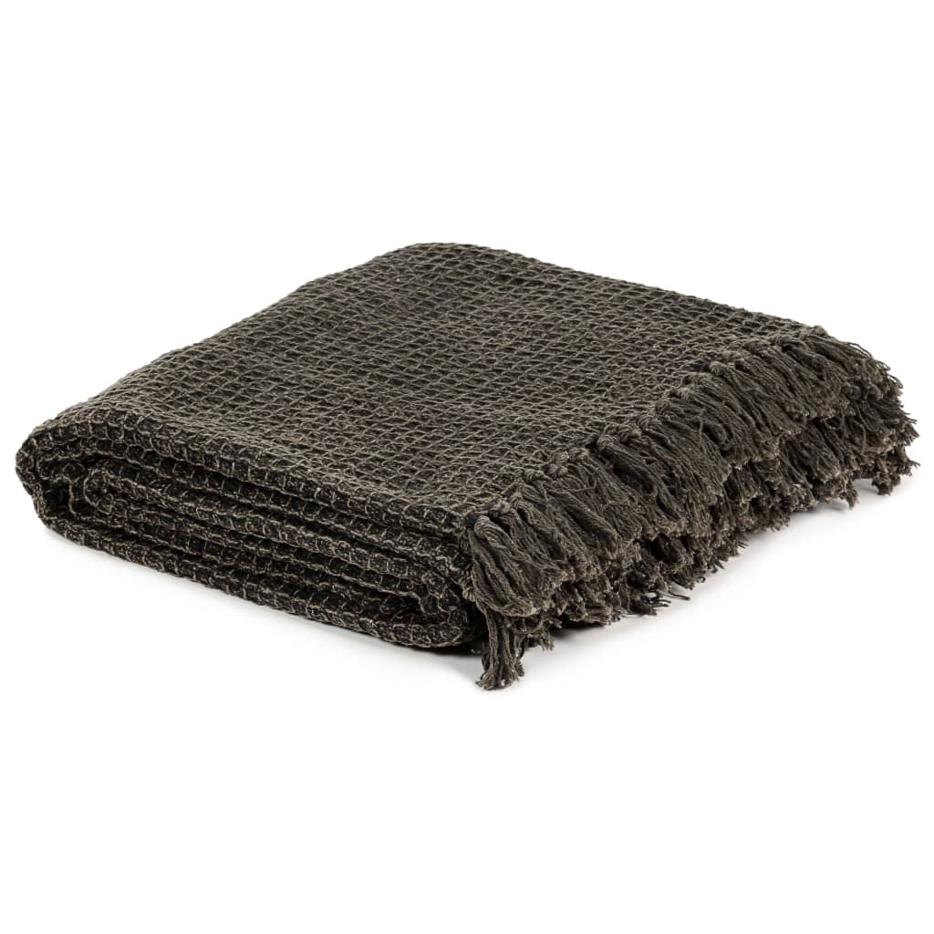 vidaXL Pătură decorativă, antracit/maro, 220 x 250 cm, bumbac vidaXL Pătură decorativă, antracit/maro, 220 x 250 cm, bumbac