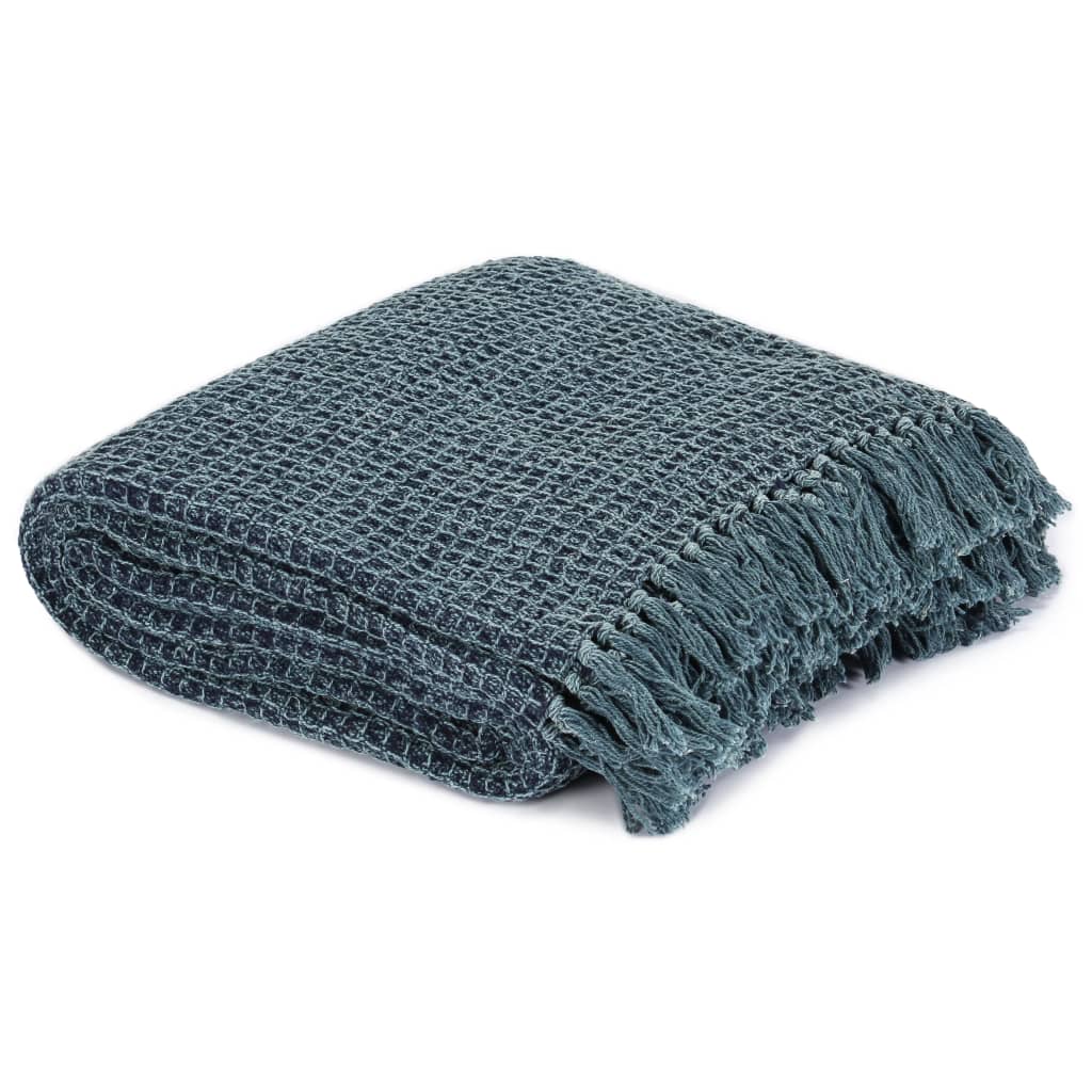 vidaXL Pătură decorativă, albastru indigo, 125 x 150 cm, bumbac vidaXL Pătură decorativă, albastru indigo, 125 x 150 cm, bumbac