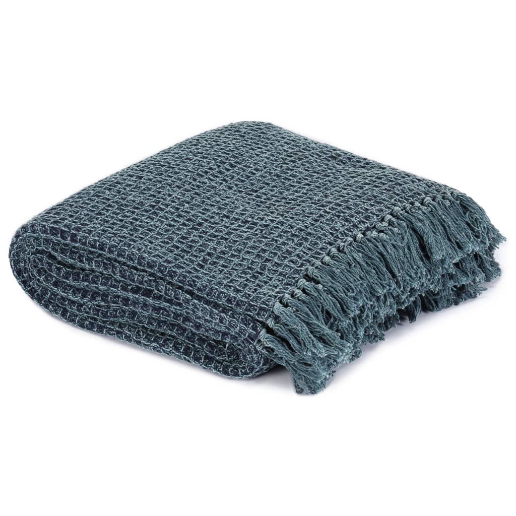 vidaXL Pătură decorativă, albastru indigo, 220 x 250 cm, bumbac