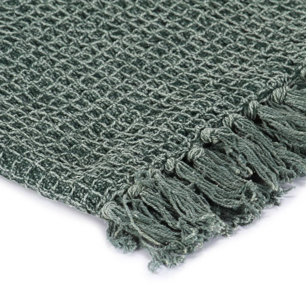 vidaXL Pătură decorativă, verde închis, 160 x 210 cm, bumbac vidaXL Pătură decorativă, verde închis, 160 x 210 cm, bumbac