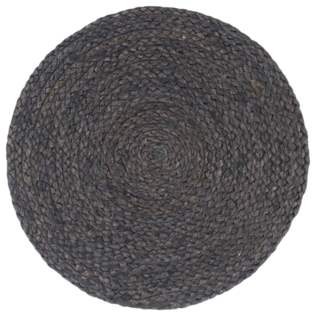 vidaXL Naproane, 4 buc., gri închis, 38 cm, iută, rotund vidaXL Naproane, 4 buc., gri închis, 38 cm, iută, rotund