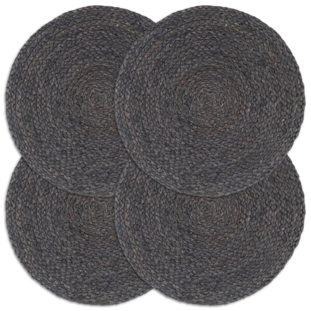 vidaXL Naproane, 4 buc., gri închis, 38 cm, iută, rotund vidaXL Naproane, 4 buc., gri închis, 38 cm, iută, rotund