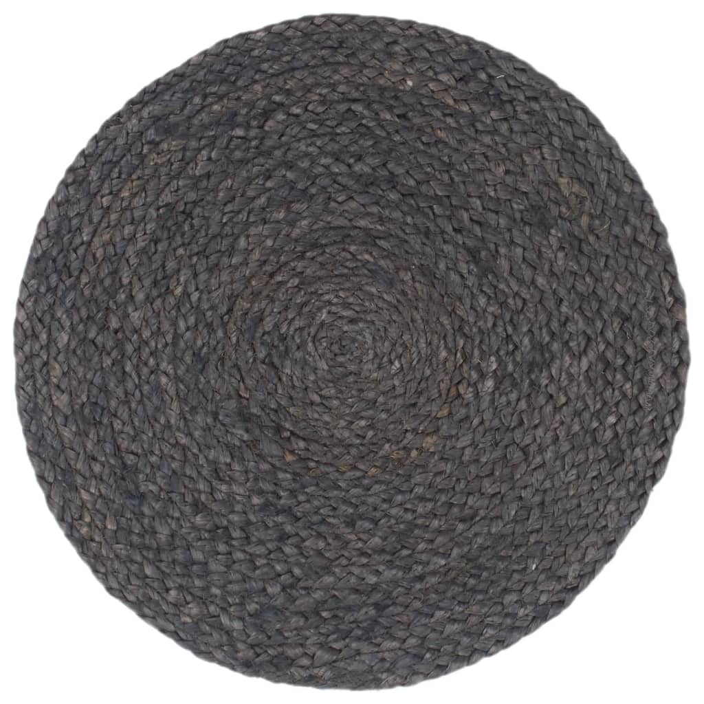 vidaXL Naproane, 6 buc., gri închis, 38 cm, iută, rotund vidaXL Naproane, 6 buc., gri închis, 38 cm, iută, rotund