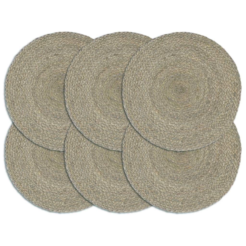 vidaXL Naproane, 6 buc., gri, 38 cm, rotund, iută vidaXL Naproane, 6 buc., gri, 38 cm, rotund, iută