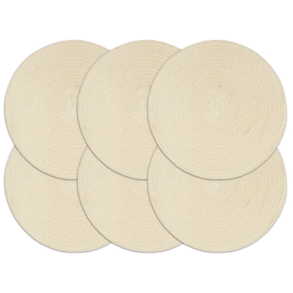 vidaXL Naproane, 6 buc., natural, 38 cm, bumbac, rotund vidaXL Naproane, 6 buc., natural, 38 cm, bumbac, rotund
