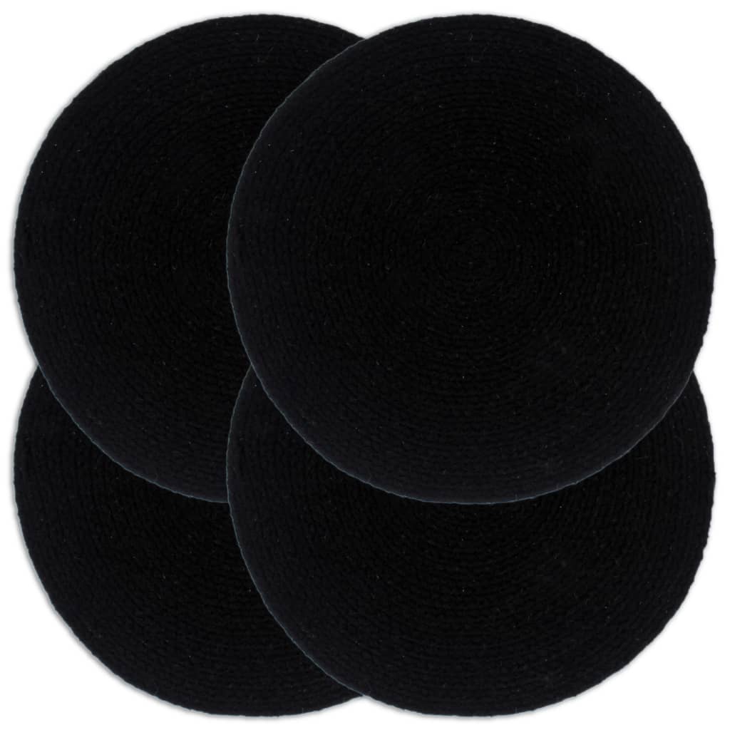 vidaXL Naproane, 4 buc., negru, 38 cm, bumbac, rotund vidaXL Naproane, 4 buc., negru, 38 cm, bumbac, rotund