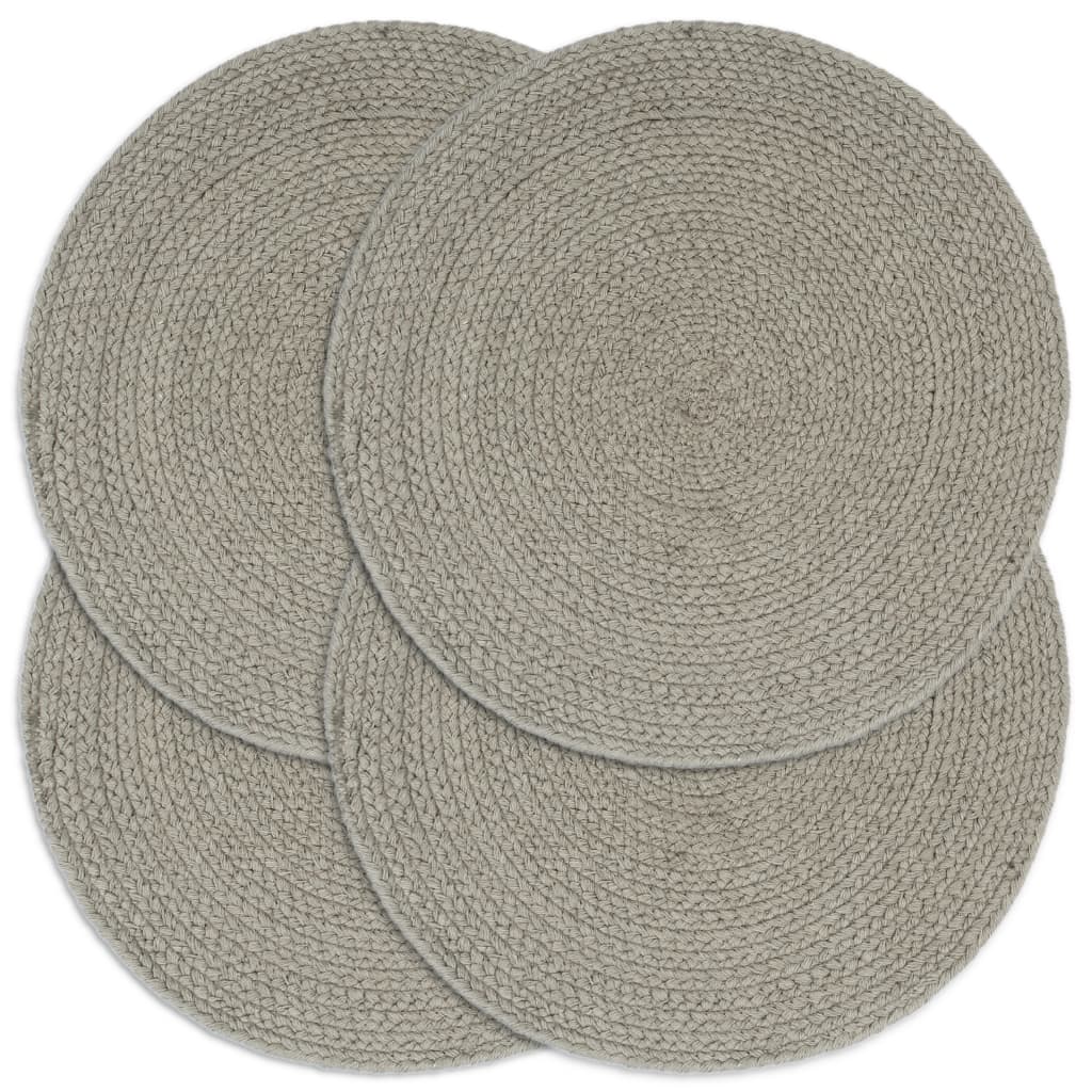 vidaXL Naproane, 4 buc., gri, 38 cm, bumbac, simplu, rotund vidaXL Naproane, 4 buc., gri, 38 cm, bumbac, simplu, rotund