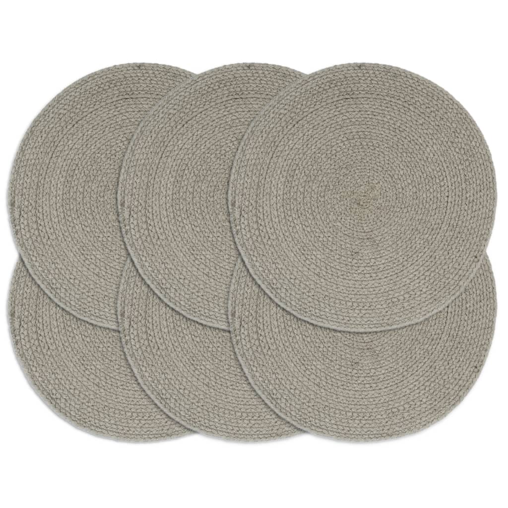 vidaXL Naproane, 6 buc., gri, 38 cm, bumbac, rotund vidaXL Naproane, 6 buc., gri, 38 cm, bumbac, rotund