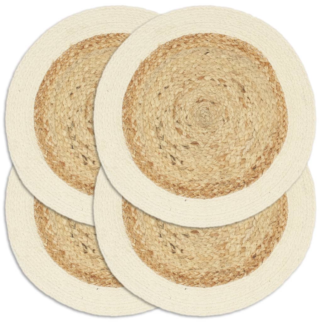vidaXL Naproane, 4 buc., natural, 38 cm, iută și bumbac, rotund vidaXL Naproane, 4 buc., natural, 38 cm, iută și bumbac, rotund